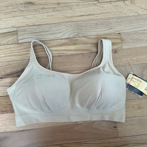 NEW Truekind Women's XL Daily Comfort Wirefree Shaper Bra Nude Beige Casual - Picture 1 of 9